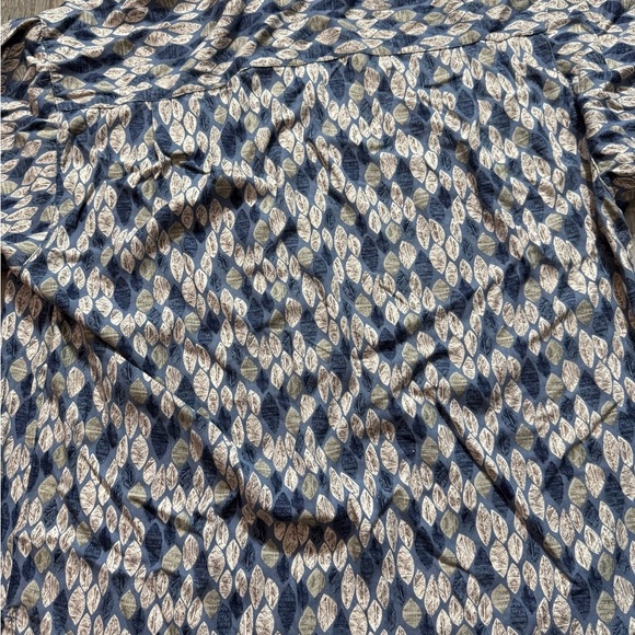 Columbia Vintage Leaf Print Button Up Short Sleeve Shirt Linen Rayon Blend XL - Picture 4 of 6